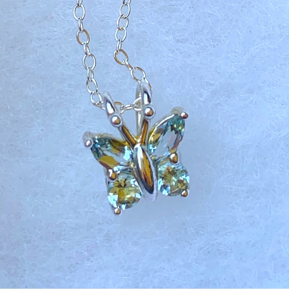 Sweet 18” Crystal Butterfly Pendant and chain PAJ 925 Silver Necklace